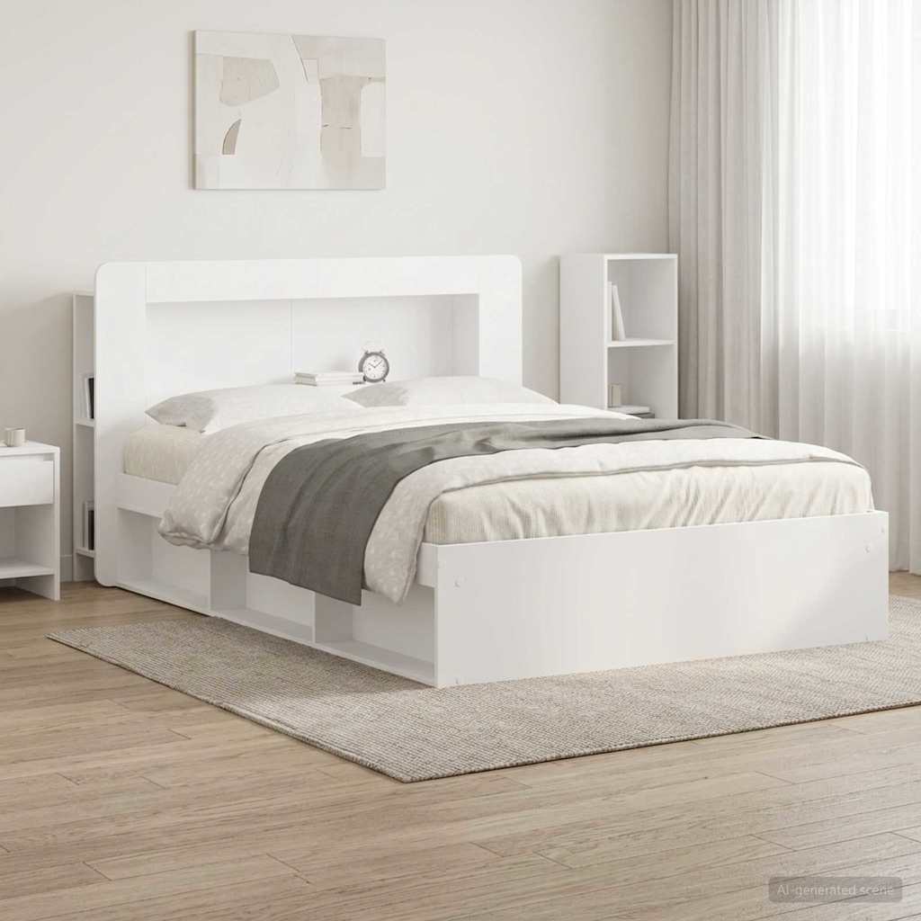 vidaXL Headboard Cabinet with Storage White Engineered Wood