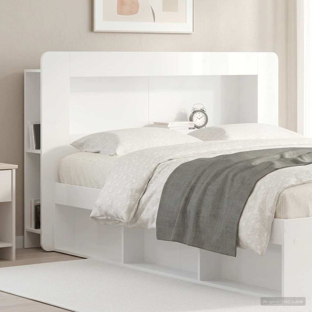 vidaXL Headboard Cabinet with Storage White Engineered Wood