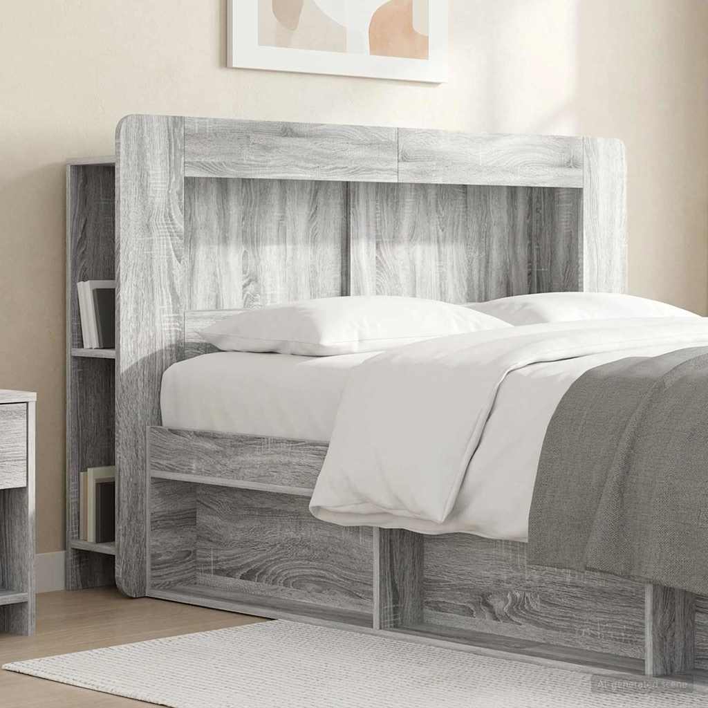 vidaXL Headboard Cabinet with Storage White Engineered Wood