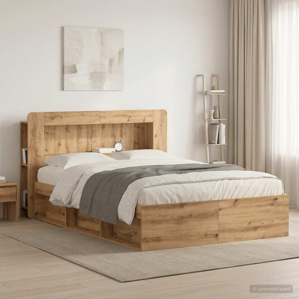 vidaXL Headboard Cabinet with Storage White Engineered Wood