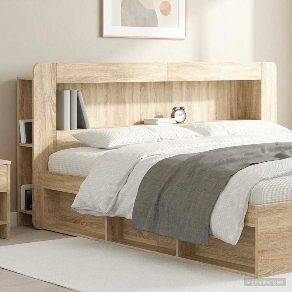 vidaXL Headboard Cabinet with Storage White Engineered Wood