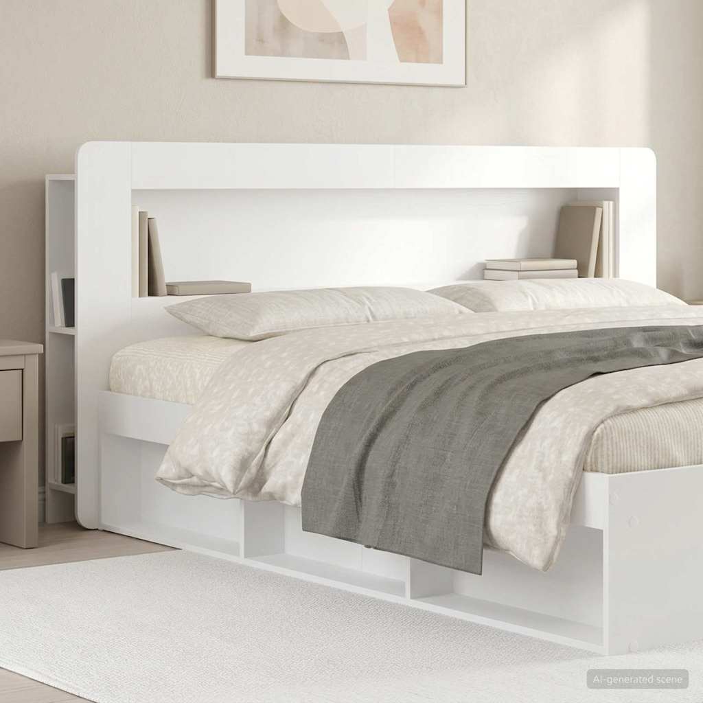 vidaXL Headboard Cabinet with Storage White Engineered Wood