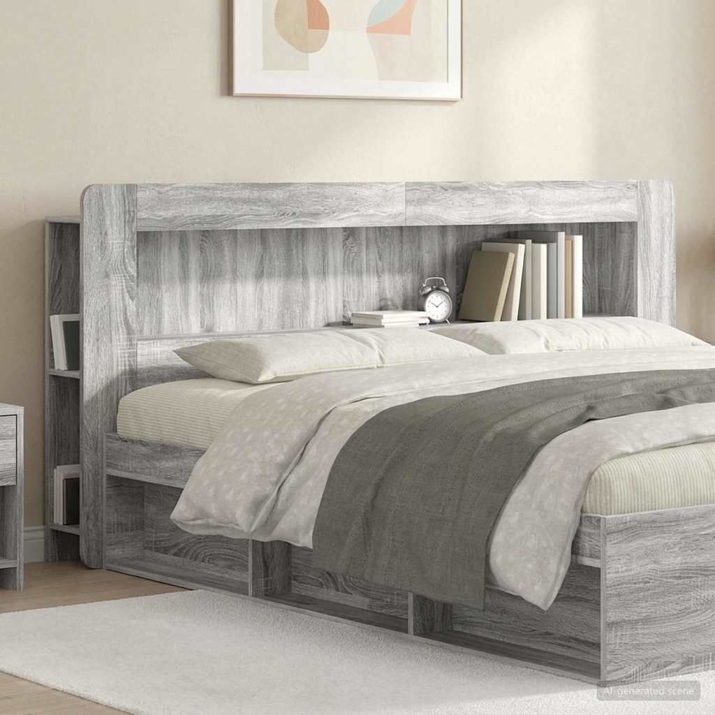vidaXL Headboard Cabinet with Storage White Engineered Wood