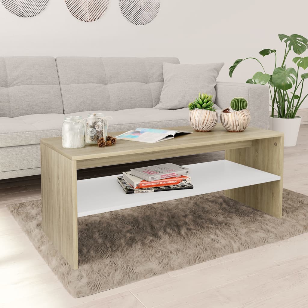 vidaXL Salontafel Wit 60 x 50 x 40 cm Bewerkt hout
