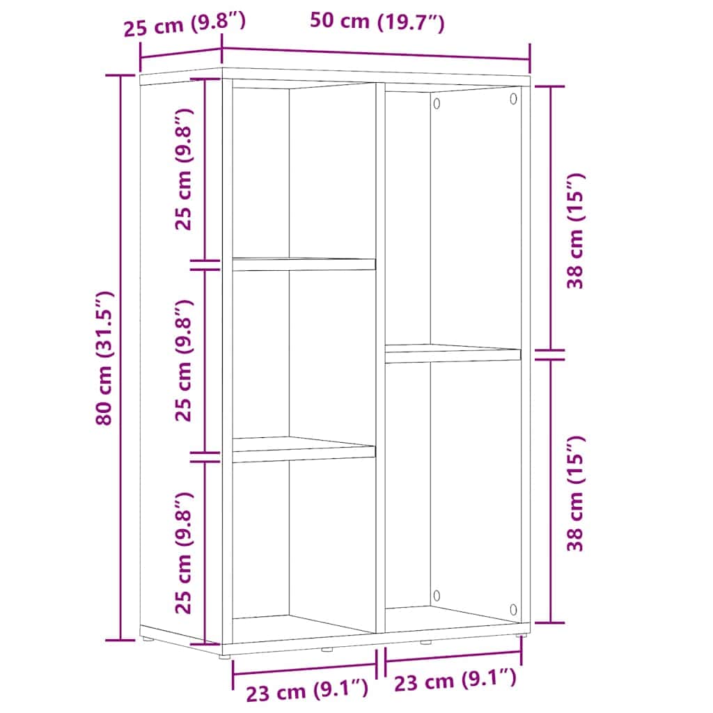 vidaXL Boekenkast/dressoir 50x25x80 cm bewerkt hout wit