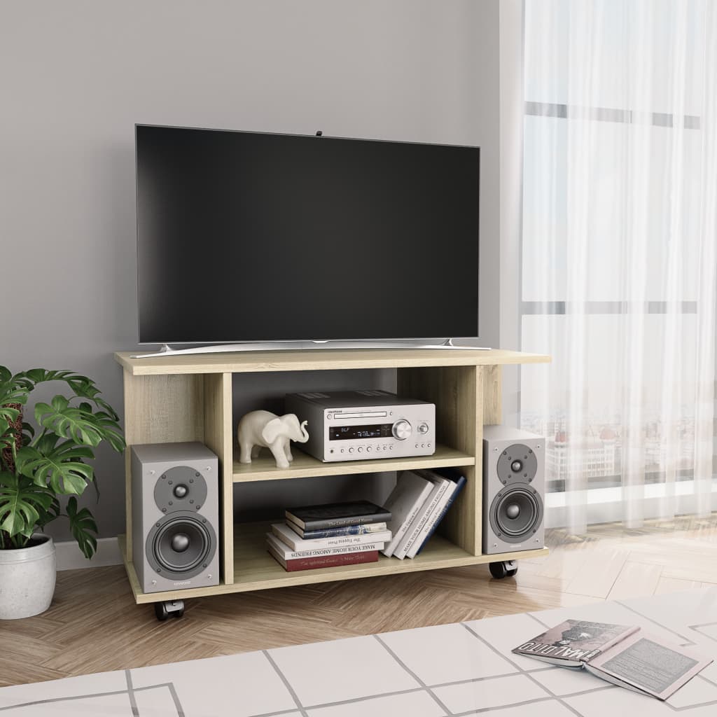 vidaXL Tv-meubel met wieltjes 80x40x45 cm bewerkt hout wit