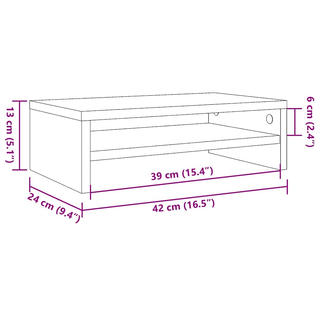 vidaXL Monitorstandaard 42x24x13 cm bewerkt hout wit