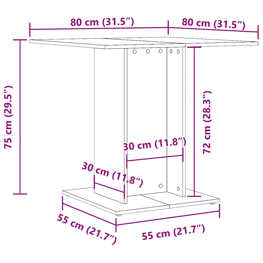 vidaXL Eettafel 80x80x75 cm bewerkt hout wit