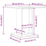 vidaXL Eettafel 80x80x75 cm bewerkt hout wit
