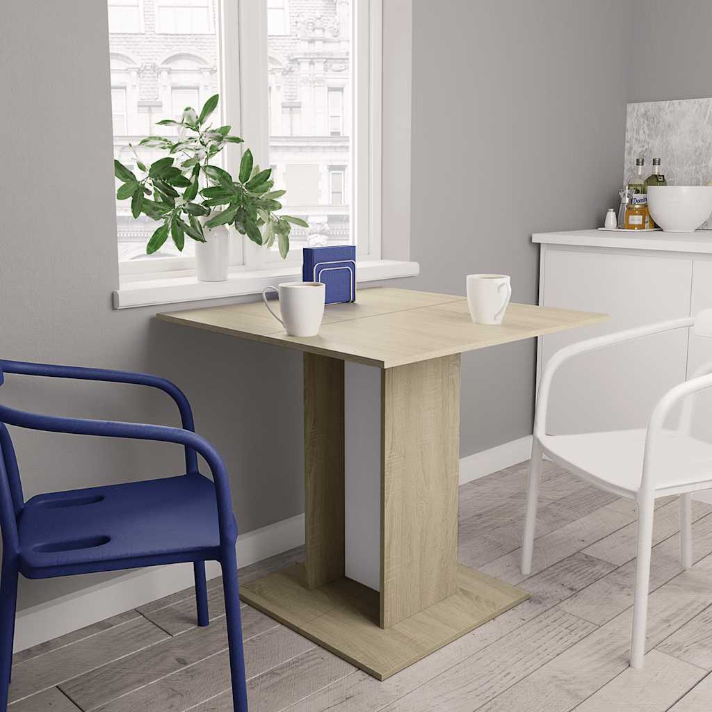 vidaXL Eettafel 80x80x75 cm bewerkt hout wit