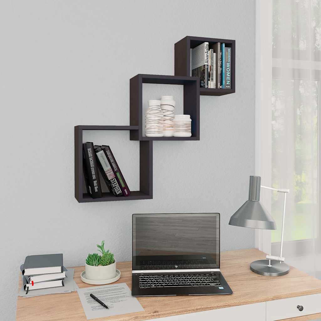 vidaXL Wandschappen kubus 68x15x68 cm bewerkt hout wit