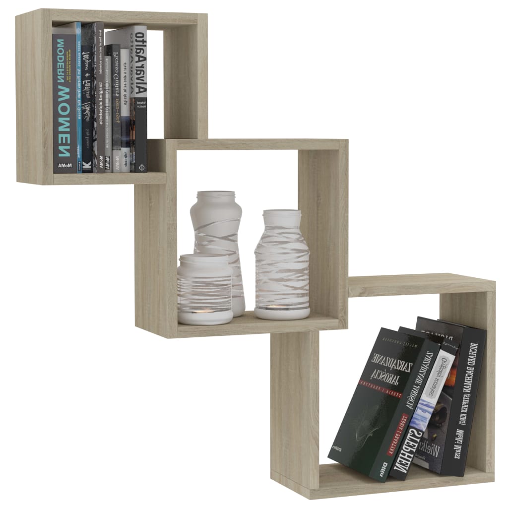 vidaXL Wandschappen kubus 68x15x68 cm bewerkt hout wit
