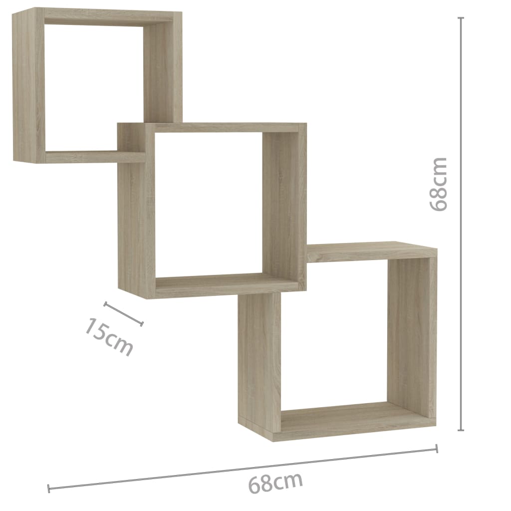 vidaXL Wandschappen kubus 68x15x68 cm bewerkt hout wit