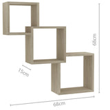 vidaXL Wandschappen kubus 68x15x68 cm bewerkt hout wit