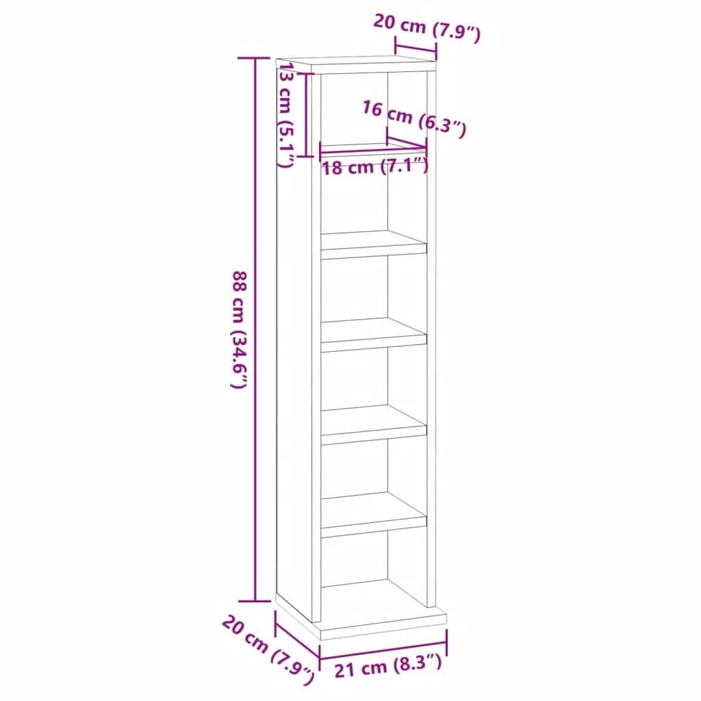 vidaXL Cd-kast 21x20x88 cm bewerkt hout wit