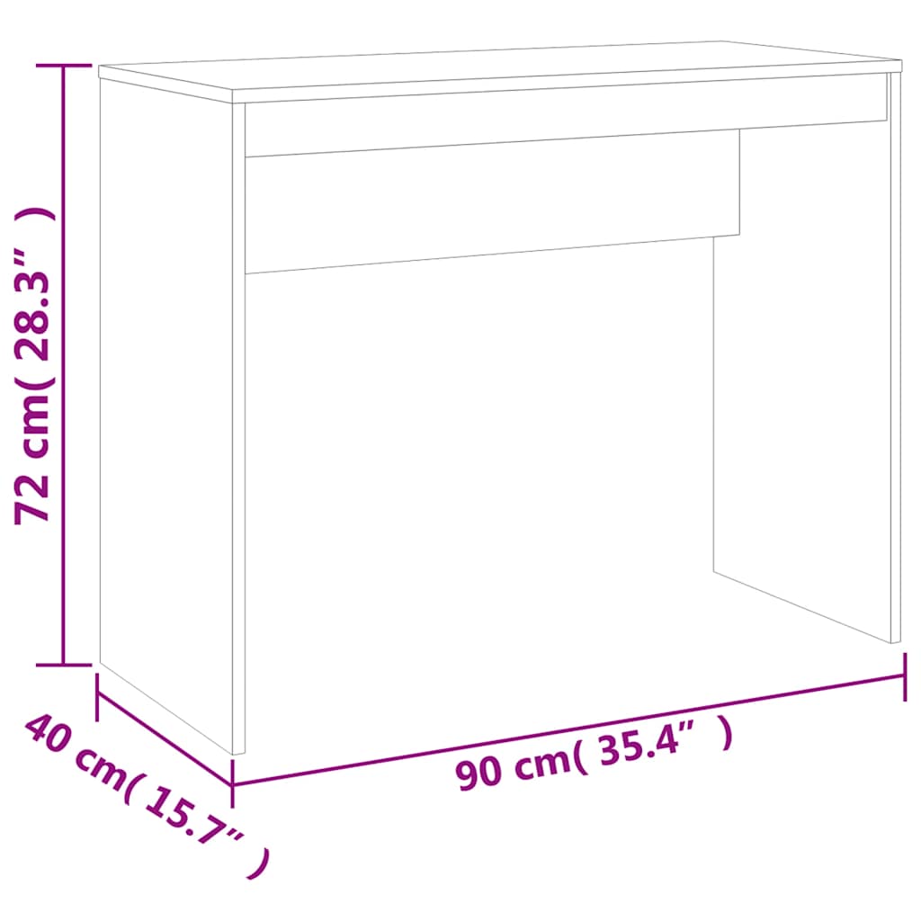 vidaXL Desk 90x40x72 cm engineered wood white