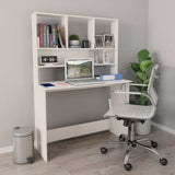 vidaXL Bureau met schappen 110x45x157 cm bewerkt hout wit