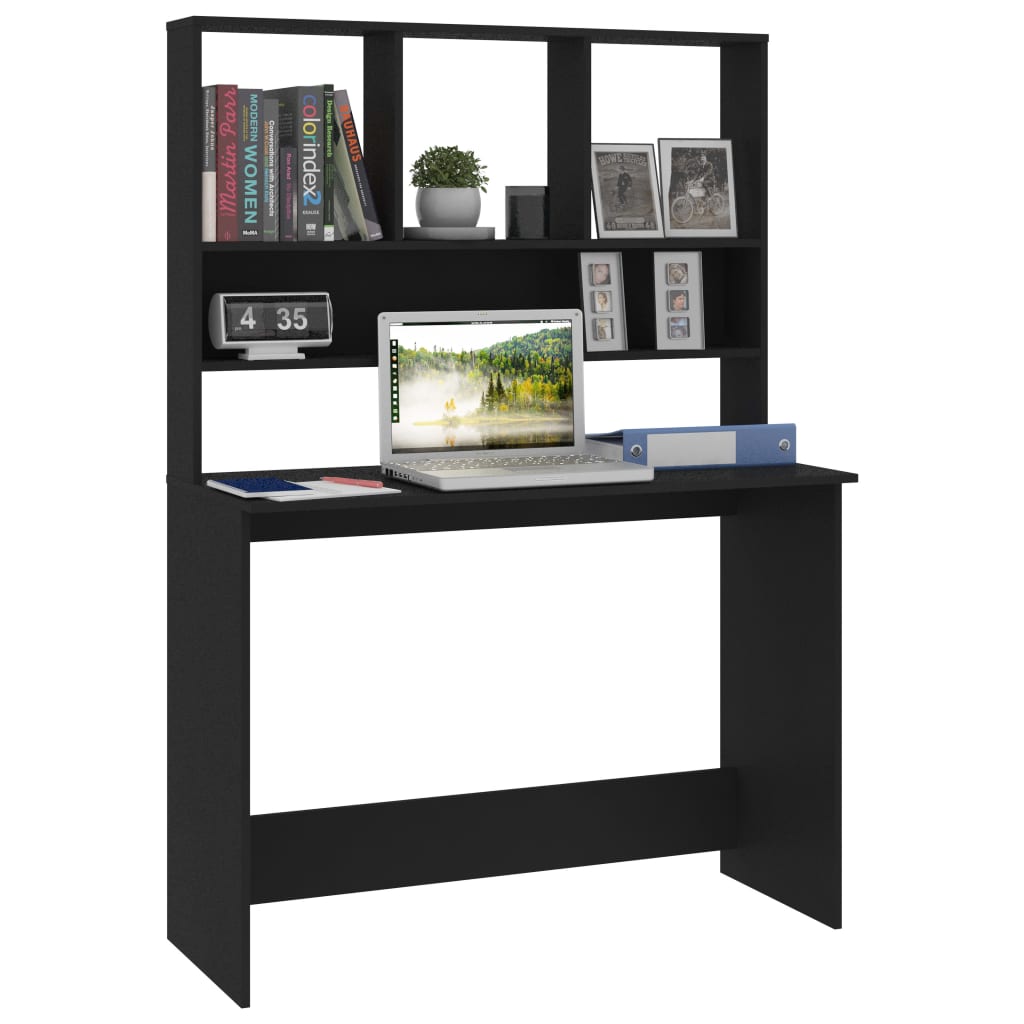 vidaXL Bureau met schappen 110x45x157 cm bewerkt hout wit