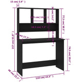 vidaXL Bureau met schappen 110x45x157 cm bewerkt hout wit