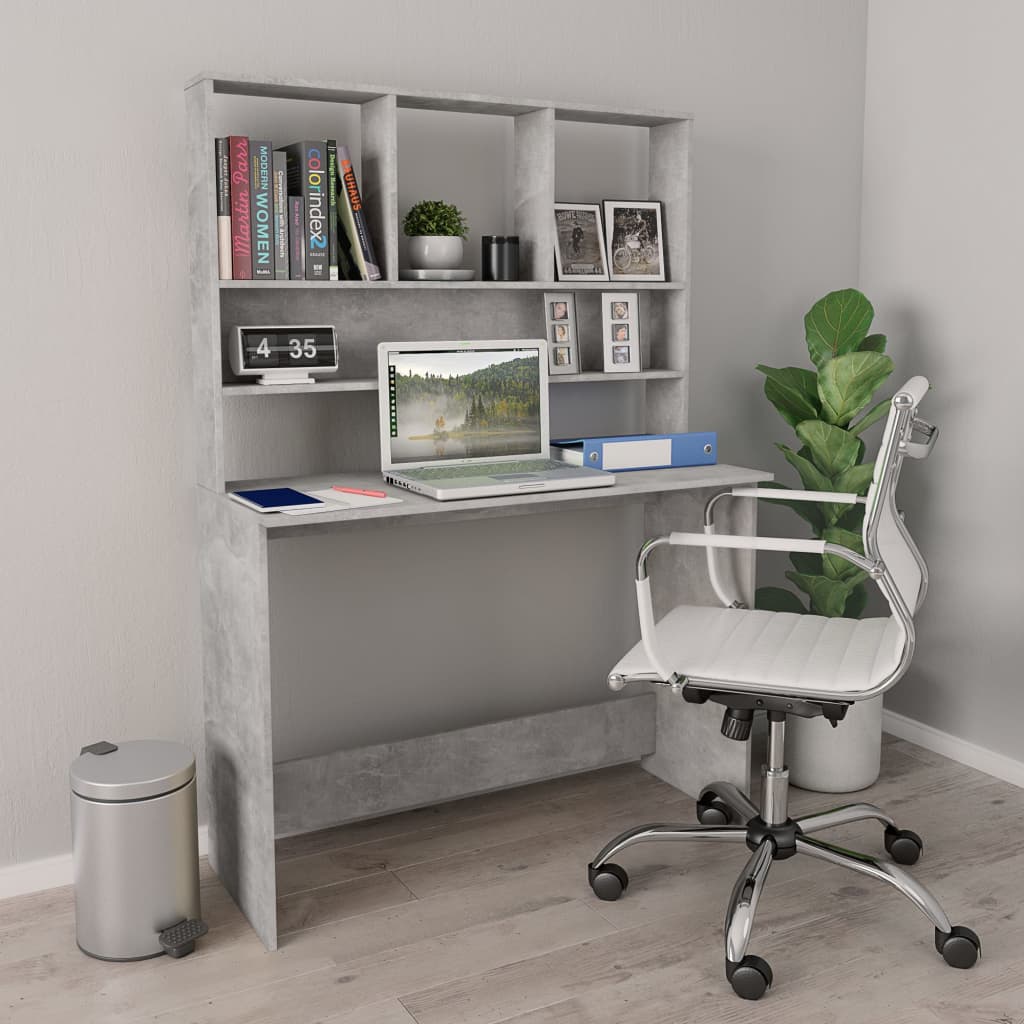 vidaXL Bureau met schappen 110x45x157 cm bewerkt hout wit