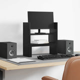 vidaXL Monitor Bureau Stand Zwart Eiken 40 x 17 x 41 cm Bewerkt hout