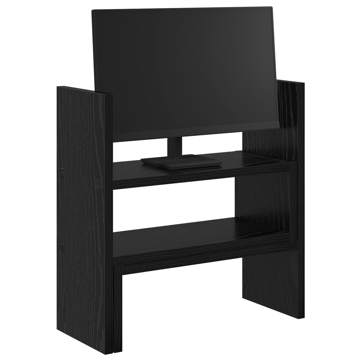 vidaXL Monitor Bureau Stand Zwart Eiken 40 x 17 x 41 cm Bewerkt hout