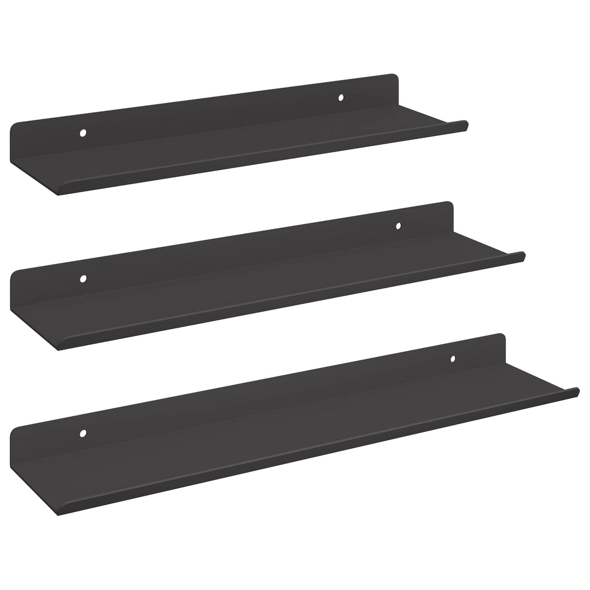 vidaXL Wandplank met plank Wandgemonteerd 3 pcs Zwart 80 x 9 x 2.5 cm