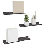 vidaXL Wandplank met plank Wandgemonteerd 3 pcs Zwart 80 x 9 x 2.5 cm