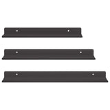 vidaXL Wandplank met plank Wandgemonteerd 3 pcs Zwart 80 x 9 x 2.5 cm