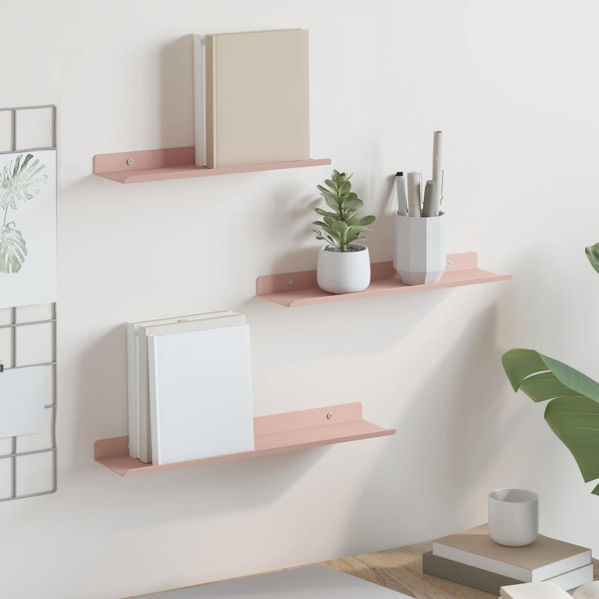 vidaXL Wandplank met plank Wandgemonteerd 3 pcs Zwart 80 x 9 x 2.5 cm