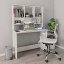 vidaXL Bureau met schappen 110x45x157 cm bewerkt hout wit
