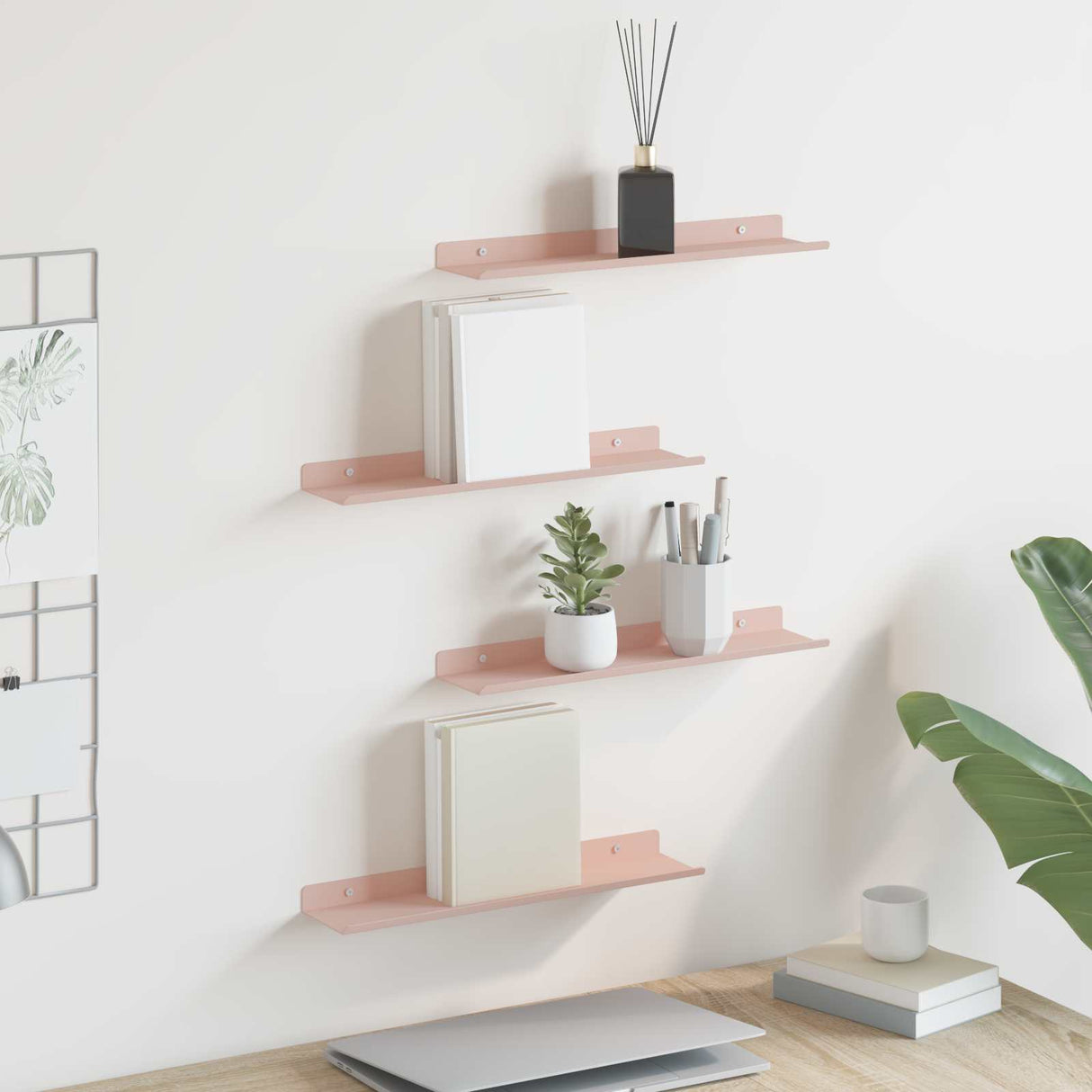 vidaXL Wandplank met plank Wandgemonteerd 3 pcs Zwart 80 x 9 x 2.5 cm