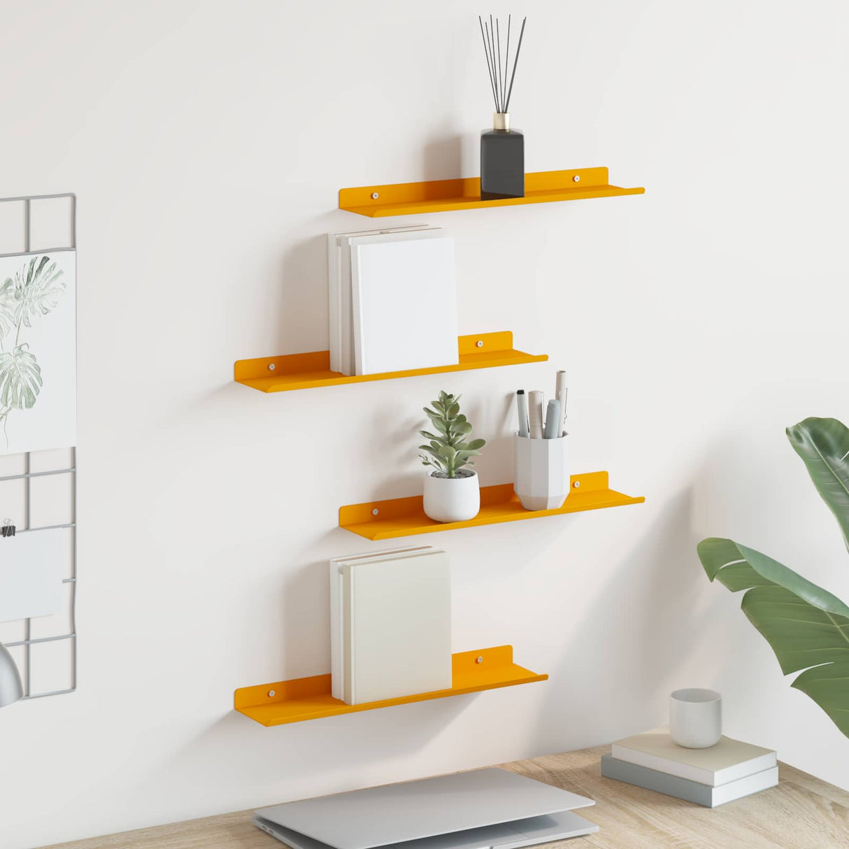 vidaXL Wandplank met plank Wandgemonteerd 3 pcs Zwart 80 x 9 x 2.5 cm