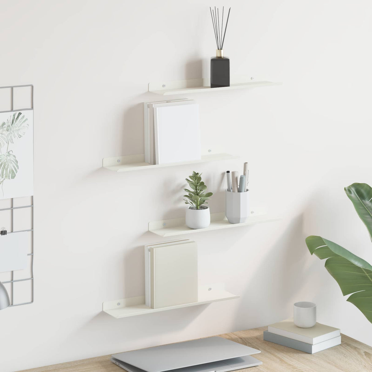 vidaXL Wandplank met plank Wandgemonteerd 3 pcs Zwart 80 x 9 x 2.5 cm