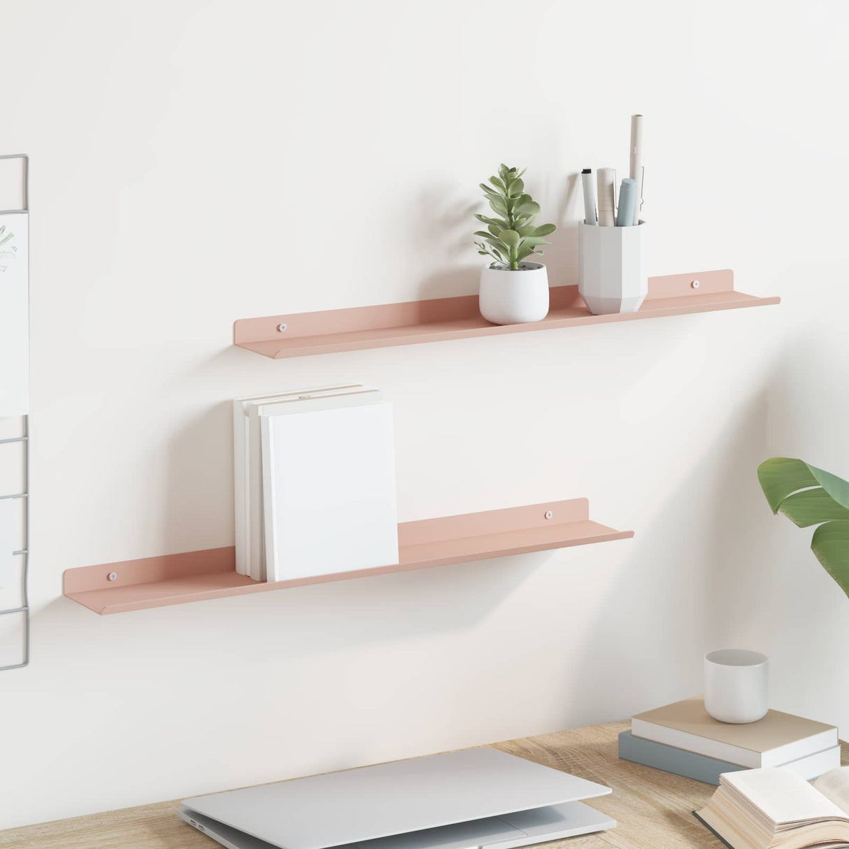 vidaXL Wandplank met plank Wandgemonteerd 3 pcs Zwart 80 x 9 x 2.5 cm