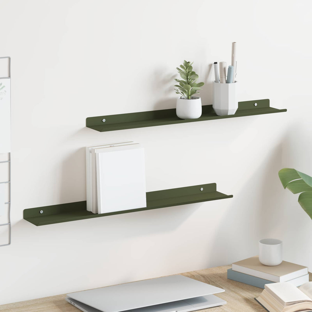 vidaXL Wandplank met plank Wandgemonteerd 3 pcs Zwart 80 x 9 x 2.5 cm