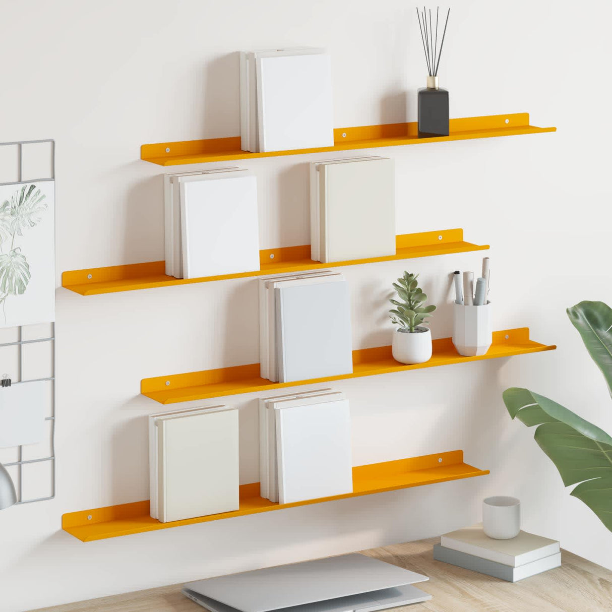 vidaXL Wandplank met plank Wandgemonteerd 3 pcs Zwart 80 x 9 x 2.5 cm