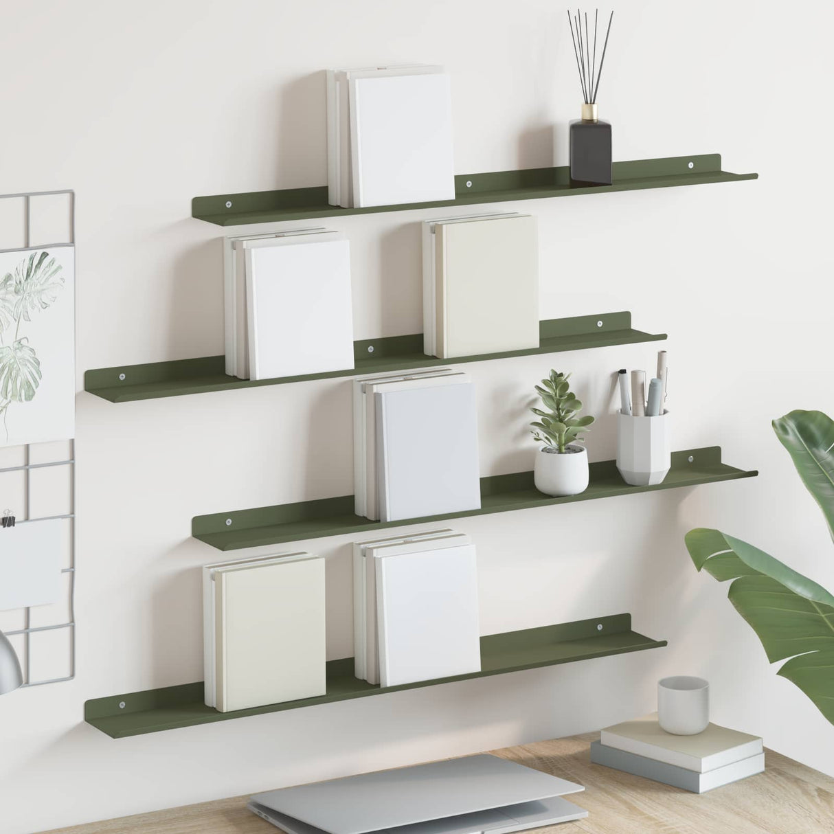 vidaXL Wandplank met plank Wandgemonteerd 3 pcs Zwart 80 x 9 x 2.5 cm