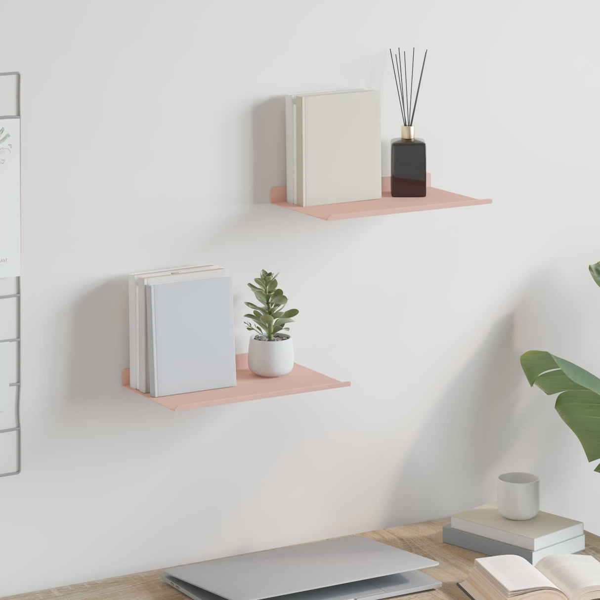 vidaXL Wandplank met plank Wandgemonteerd 3 pcs Zwart 80 x 9 x 2.5 cm