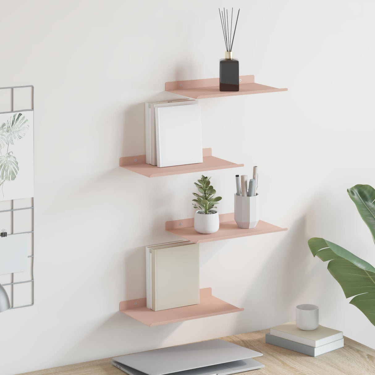 vidaXL Wandplank met plank Wandgemonteerd 3 pcs Zwart 80 x 9 x 2.5 cm