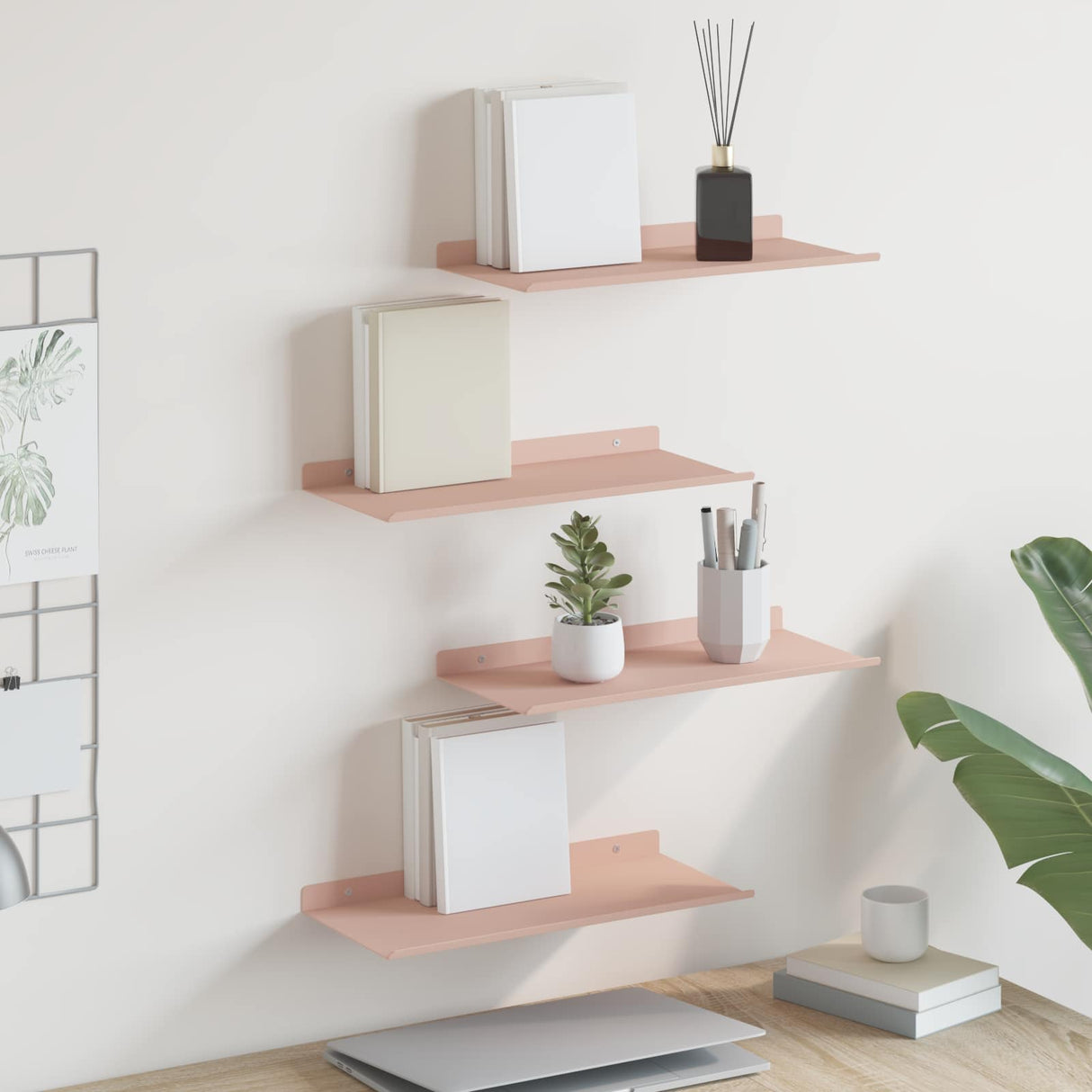 vidaXL Wandplank met plank Wandgemonteerd 3 pcs Zwart 80 x 9 x 2.5 cm