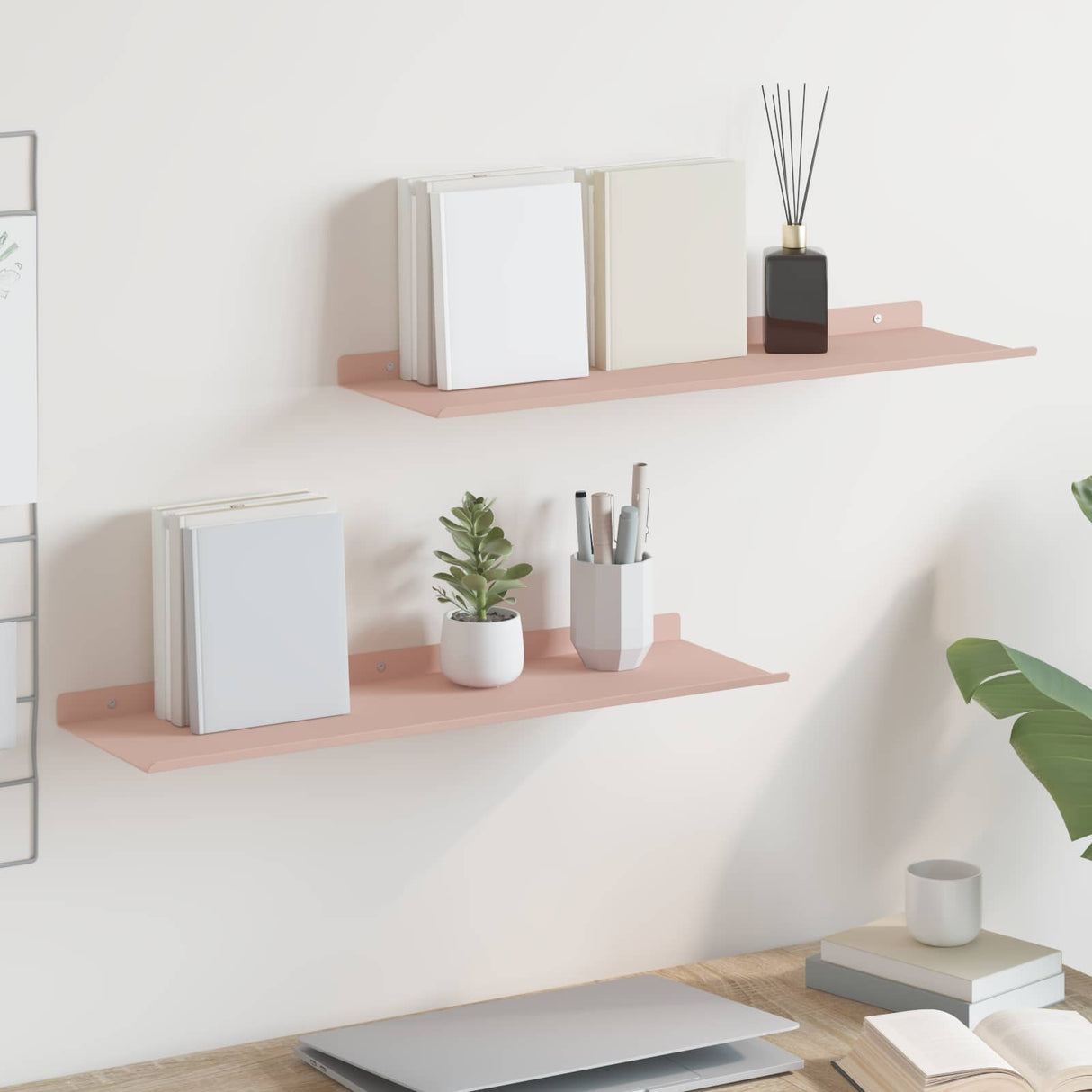 vidaXL Wandplank met plank Wandgemonteerd 3 pcs Zwart 80 x 9 x 2.5 cm