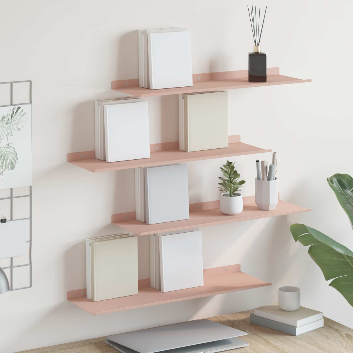 vidaXL Wandplank met plank Wandgemonteerd 3 pcs Zwart 80 x 9 x 2.5 cm
