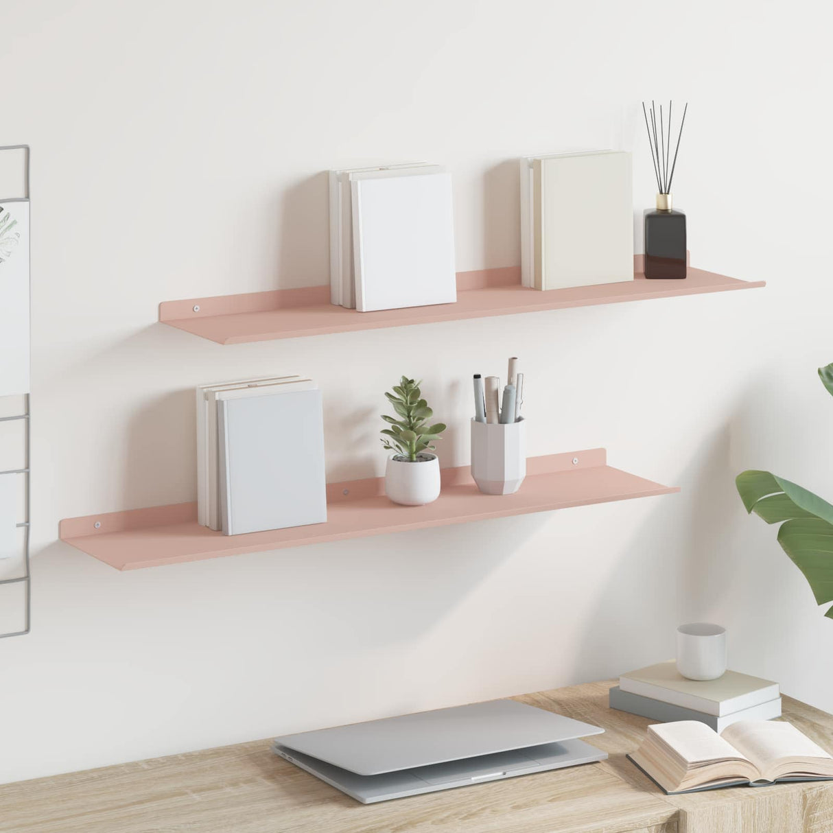 vidaXL Wandplank met plank Wandgemonteerd 3 pcs Zwart 80 x 9 x 2.5 cm