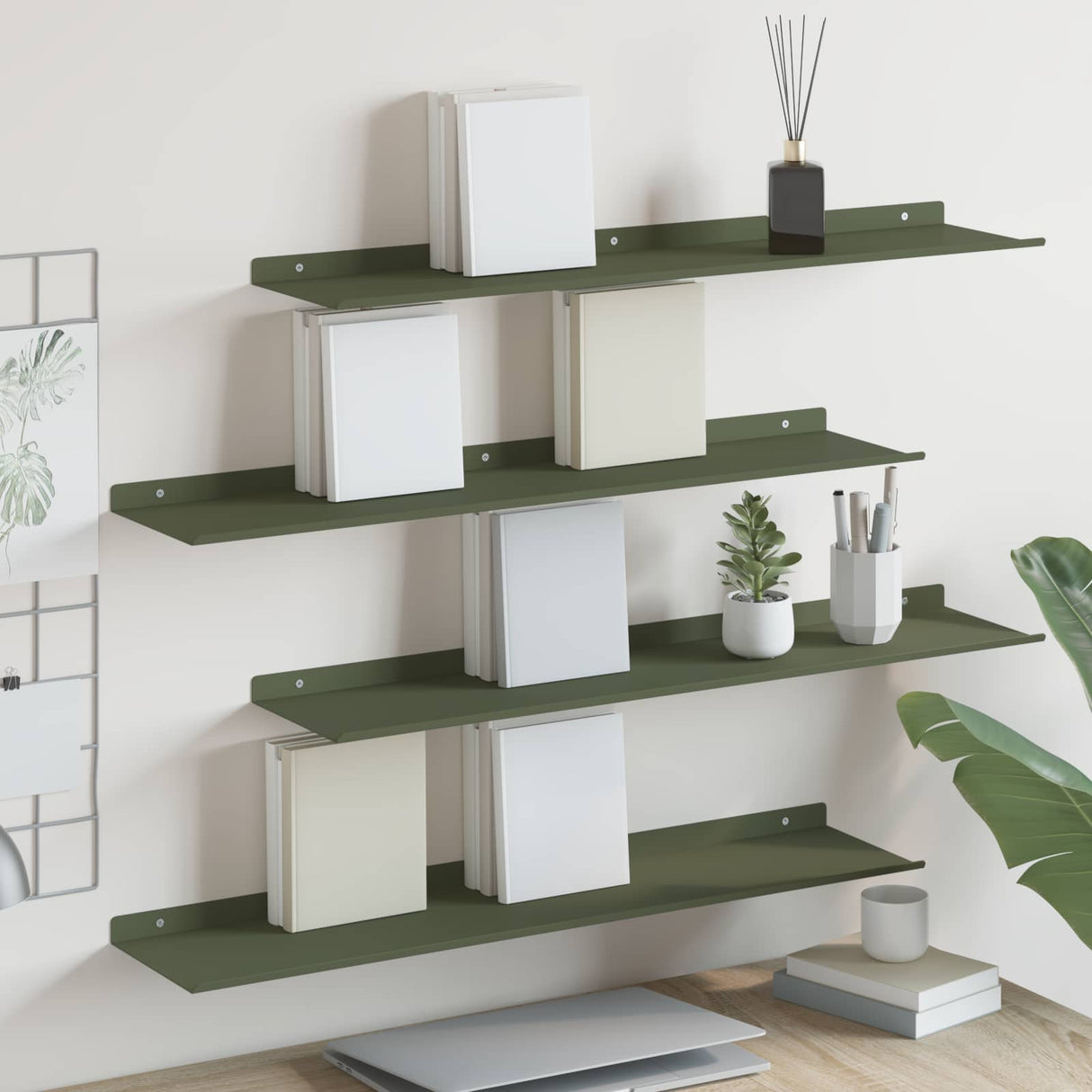 vidaXL Wandplank met plank Wandgemonteerd 3 pcs Zwart 80 x 9 x 2.5 cm