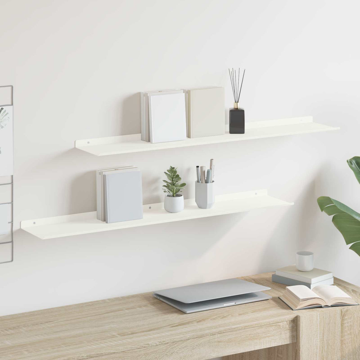 vidaXL Wandplank met plank Wandgemonteerd 3 pcs Zwart 80 x 9 x 2.5 cm