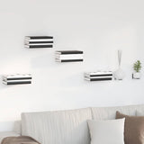 vidaXL Wall Shelf with Storage 4 pcs Black 6 x 10.8 x 6.6 cm