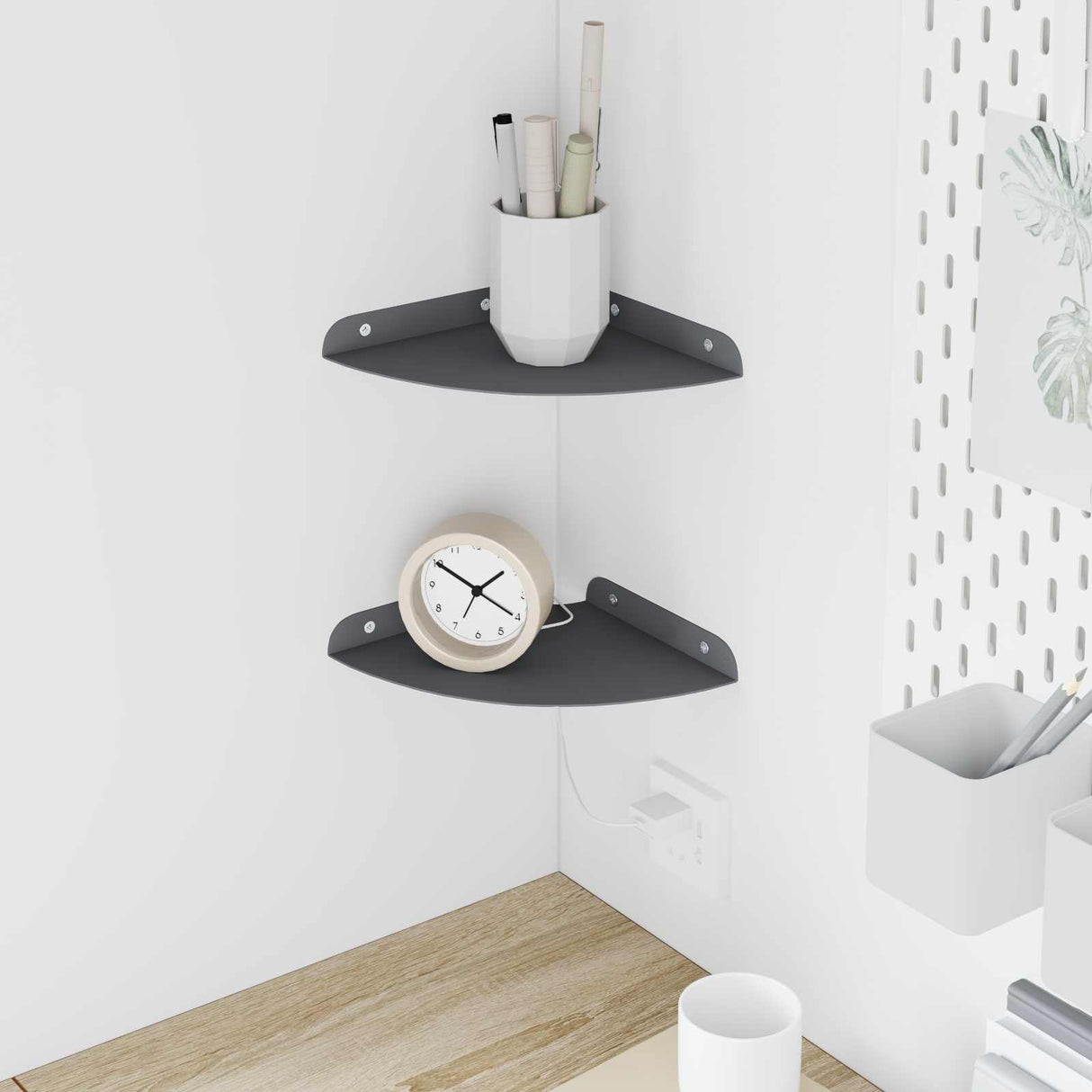 vidaXL Floating Shelf with Storage 2 pcs Black 15 x 15 x 2 cm