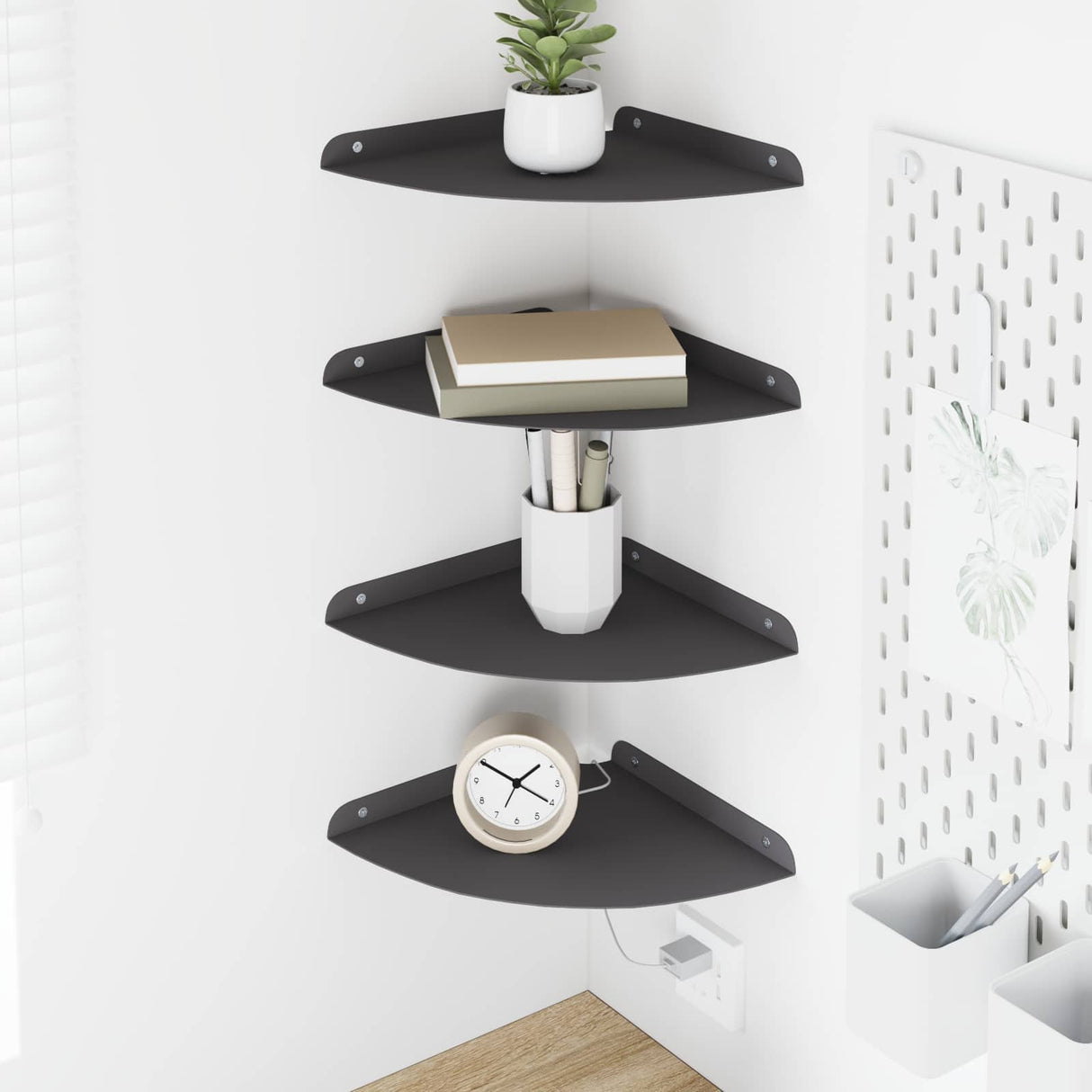 vidaXL Floating Shelf with Storage 2 pcs Black 15 x 15 x 2 cm