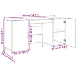 vidaXL Bureau met opslag Oudhout 140 x 50 x 75 cm Bewerkt hout